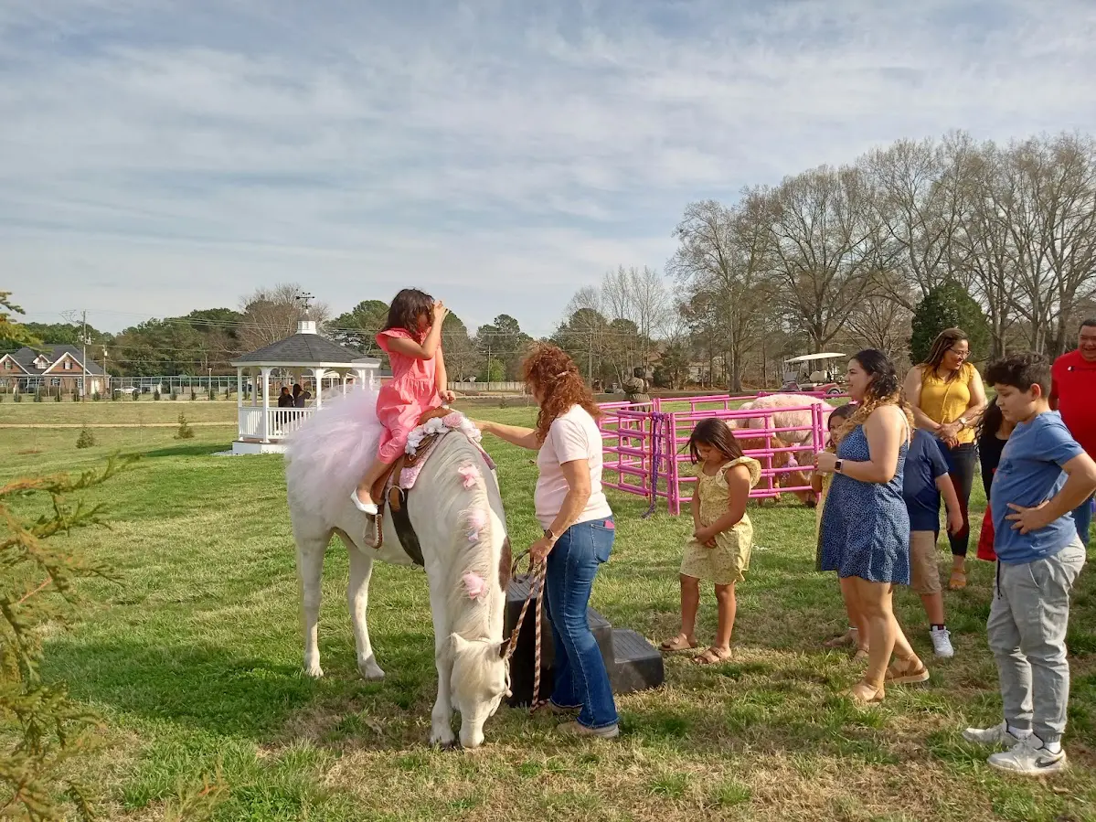 A picture of children riding a pony on a fair